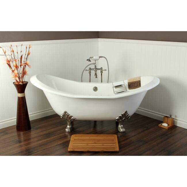 Kingston Brass Aqua Eden 72" Clawfoot Cast Iron Soaking Tub with