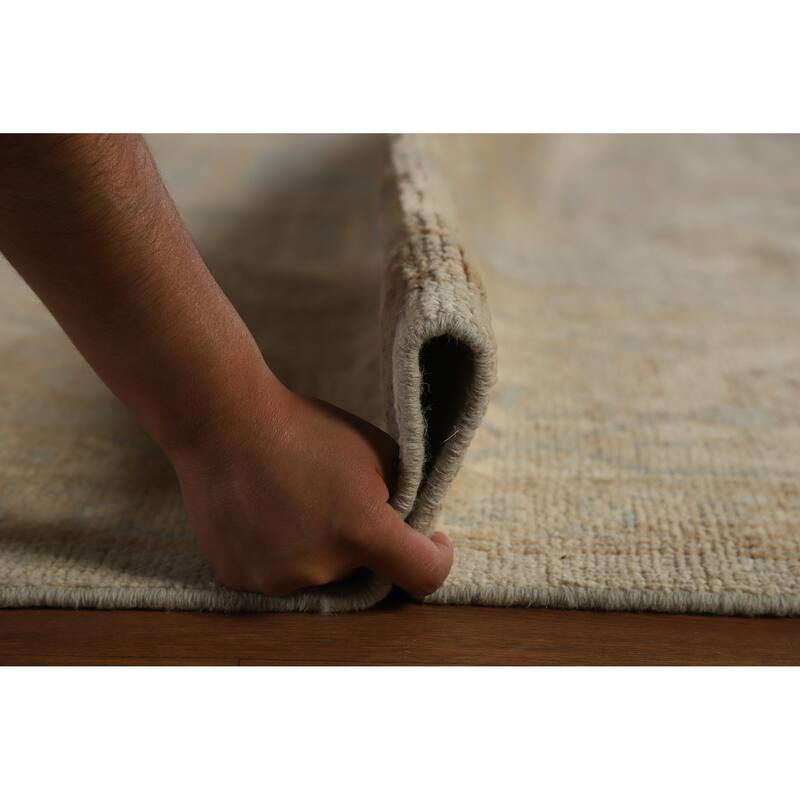 Hand Knotted Oriental 100% Wool Carpet Transitional Medallion Greys & Charcoal Oushak Area Rug - 17' 5'' X 12' 5''