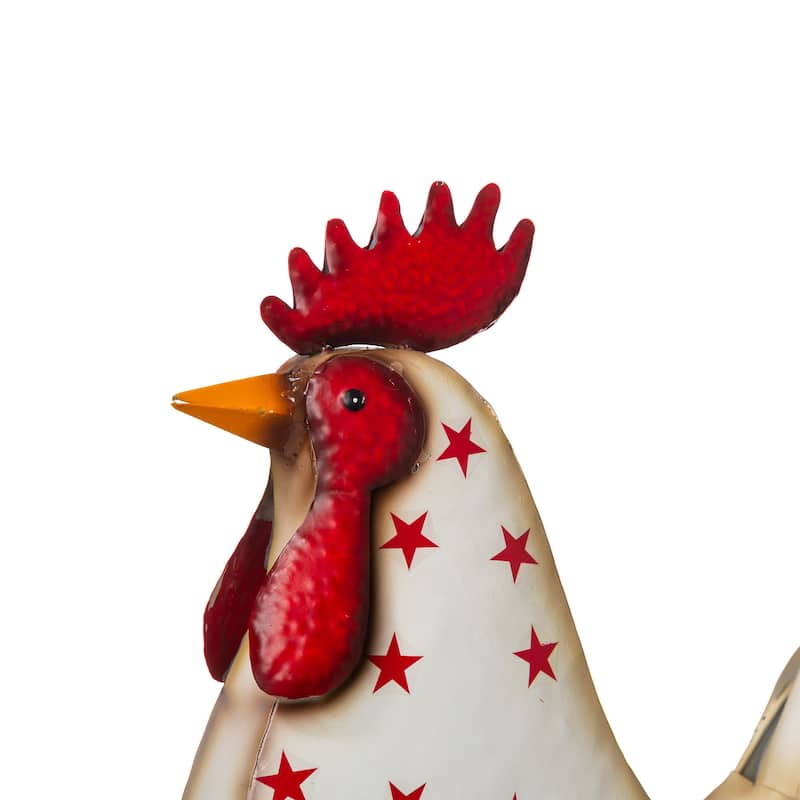 Glitzhome 21"H Metal Patriotic Rooster Porch Decor Statue