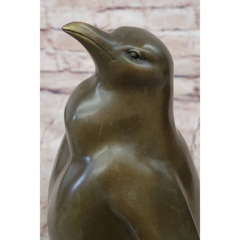 Penguin And Baby Chick Nestling Bronze Statue Sculpture Collectible Original Art 15 Inches X 7 Inches