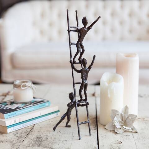 Children on a Ladder Cast Bronze Sculpture