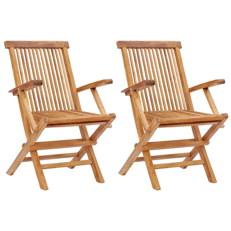 Chic Teak California Teak Wood Folding Arm Chair (set of 2)