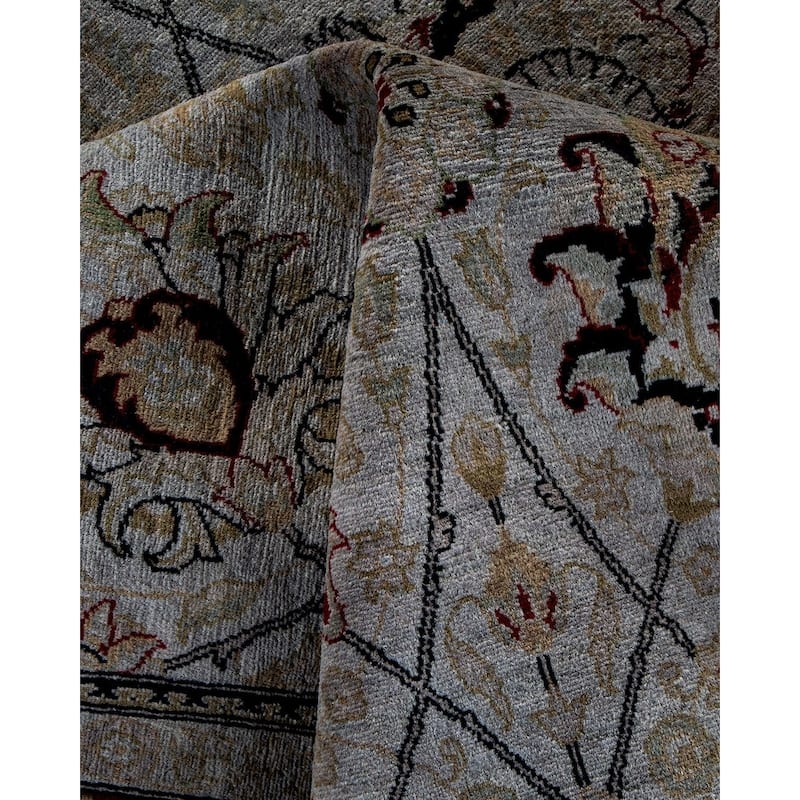 Overton Hand Knotted Wool Vintage Inspired Modern Contemporary Overdyed Gray Square Area Rug - 6' 2" x 6' 5"