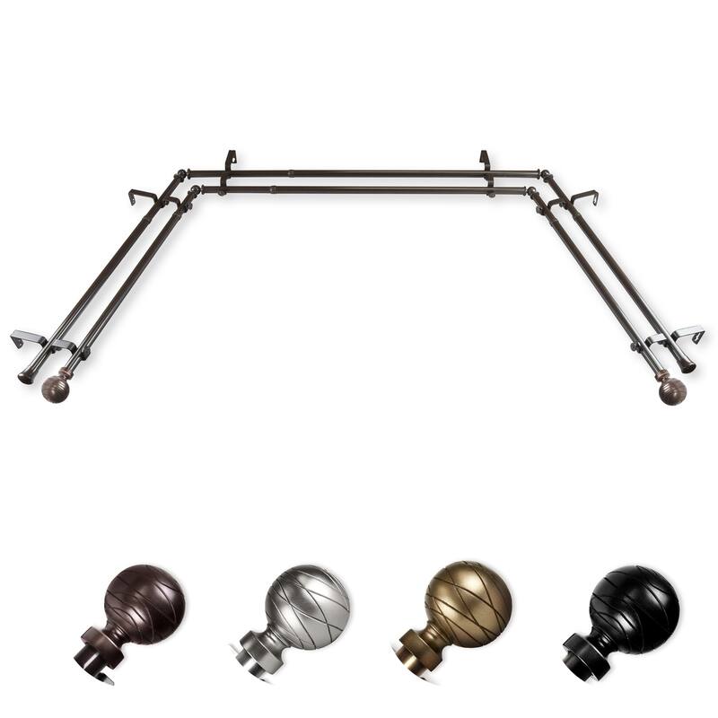 City Chic Curtain Rods & Hardware - Adjustable Telescoping Rods - Satin Nickel Finish - M