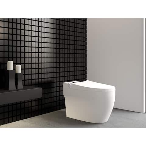 Angeles Modern Ceramic White Smart Toilet with Bidet and Digital Display - N/A