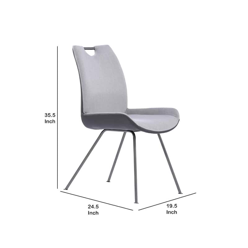 Silver/Gray Fabric Upholstered Metal Frame Dining Chair, Set of 2, Sturdy Dining Chair for Dining Rooms - 23.5
