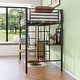 preview thumbnail 8 of 12, Twin Metal Loft Bed with Desk, Power Outlet, LED Lighting, Safety Guardrails & Ladder, No Box Spring Needed, Black
