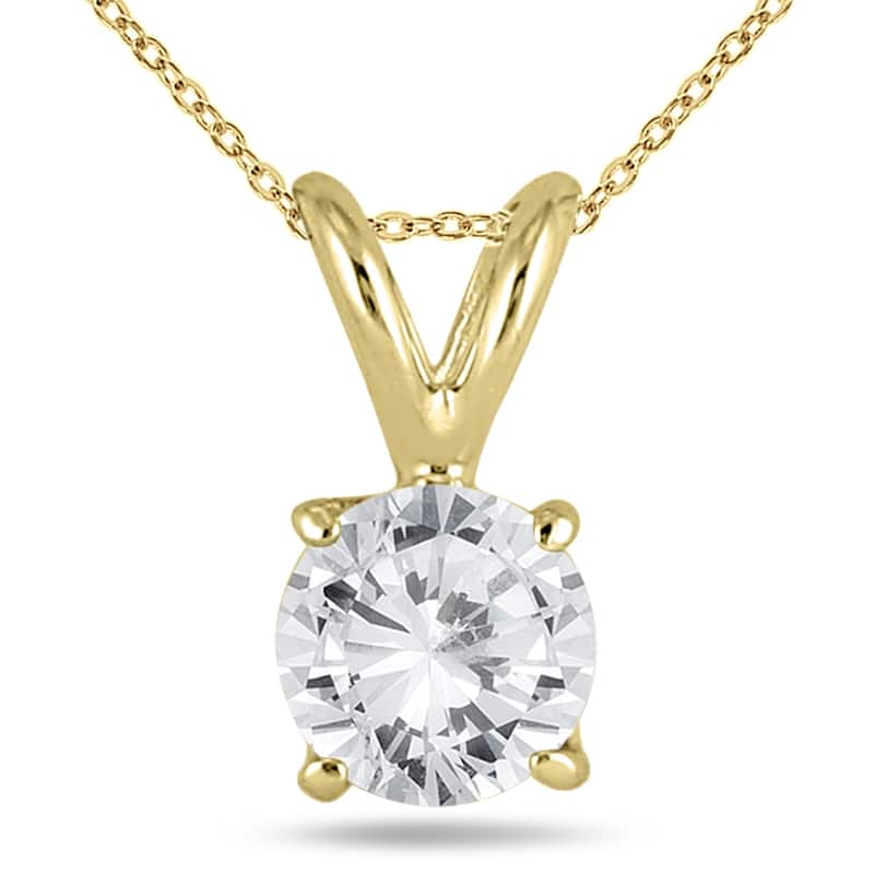 1 Carat TW Diamond Solitaire Pendant and Earring Matching Set in 14K Yellow Gold (H-I Color, SI1-SI2 Clarity)