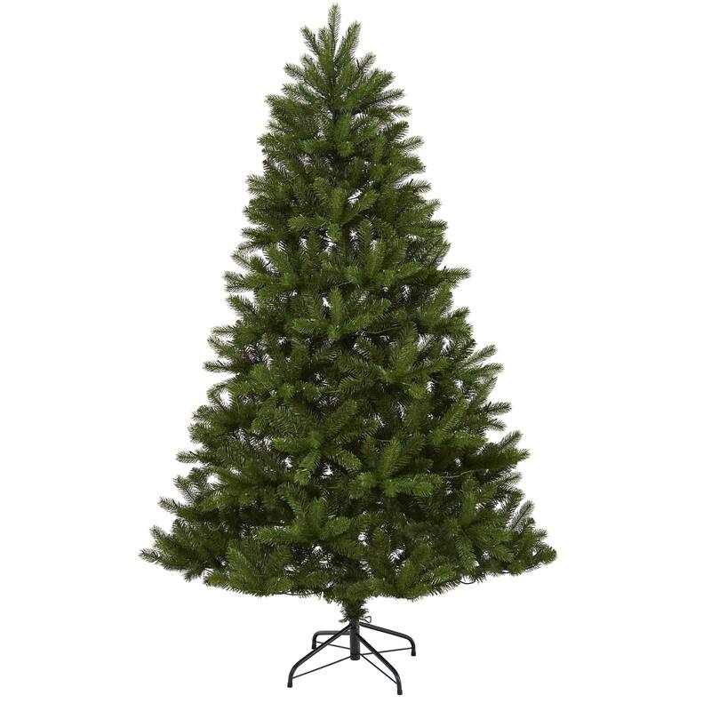 6Ft Artificial Christmas Tree with Lights - New Haven Spruce Look Holiday Decor - Green - 72