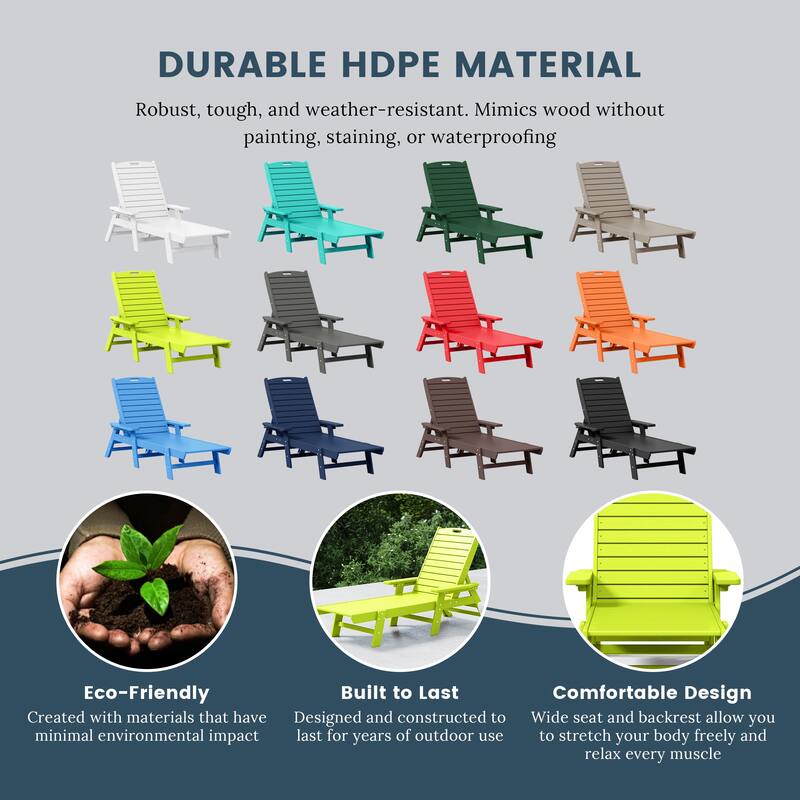 Laguna Hdpe All Weather Outdoor Patio Pool Reclining Chaise Lounge