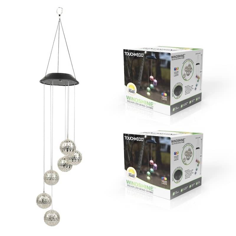 Solar LED Color Changing Metal Orb Wind Chime Mobile (1, 2 or 3 Pack) - 2 Pack