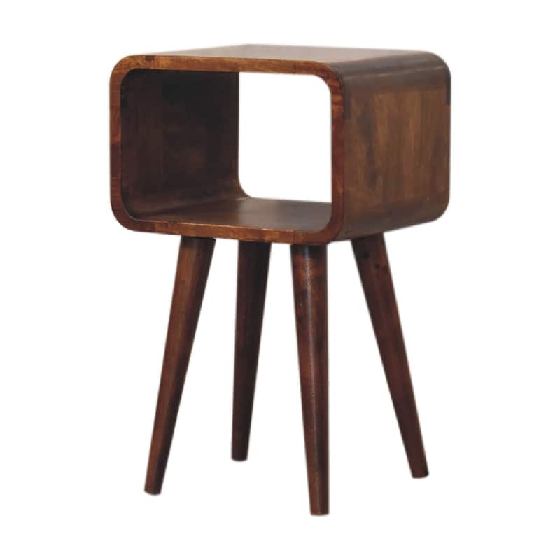 Artisan Furniture Solid Wood Mini Chestnut Curved Open Nightstand