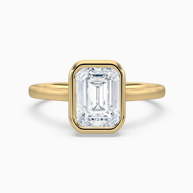 Auriya 14k Gold Lab Grown Emerald Diamond Bezel Unique Hidden Halo Engagement Ring 1.00 to 5.00 ct. tw. (F-G, VS) - 6 - 3.00 carats - Yellow