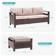 preview thumbnail 18 of 27, Bonosuki 3 Pieces Patio Sofa with Ottomans, All-Weather PE Rattan Wicker Sofa Small Patio Conversation Couch with Cushion, Brown