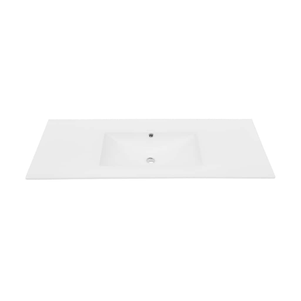 48" Zero Hole Vanity Sink Top In Glossy White - 48