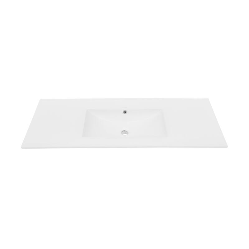 48" Zero Hole Vanity Sink Top In Glossy White - 48