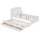 preview thumbnail 9 of 25, Full Size Wooden LED Platform Bed with Trundle & Storage Headboard with Drawers, White