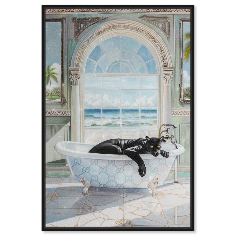 Panther Arch Bathroom Glam Canvas by Art Remedy - Black - 30" x 45"