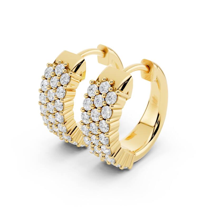 Vault Classics 1.00ct TW Natural Diamond 3-Row Hoop Earrings (I VS2)