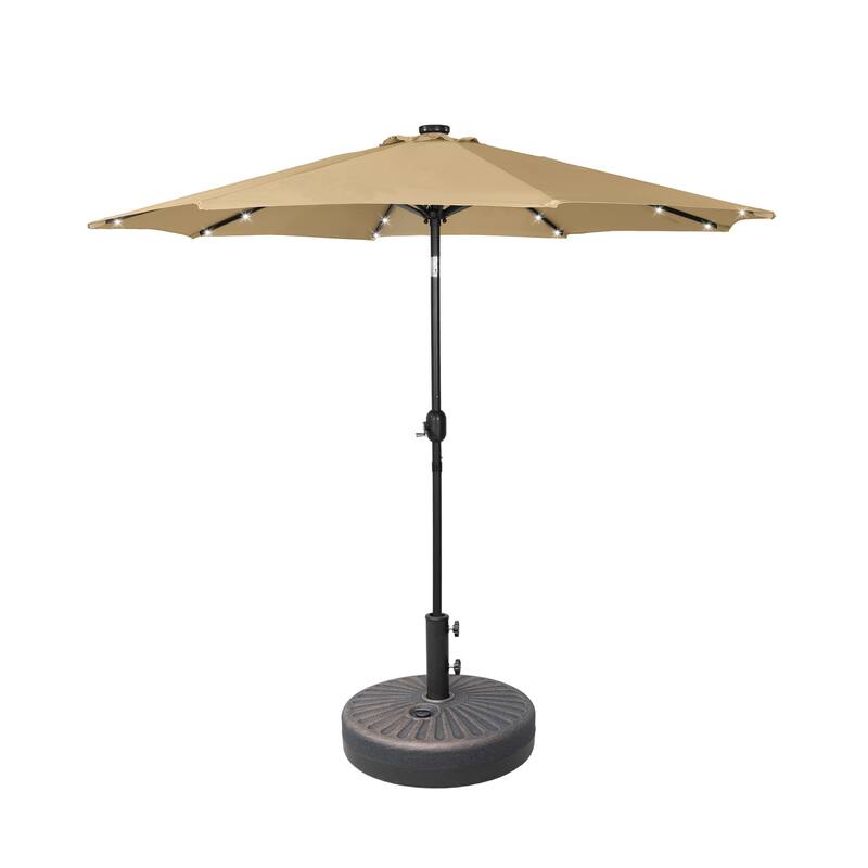 9' Solar Lighted Patio Umbrella with Bronze Base