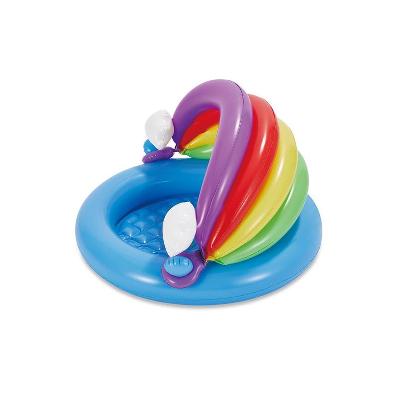 Summer Waves Inflatable Rainbow Baby Shade Kiddie Pool with Soft Cushioned Base - 24.9