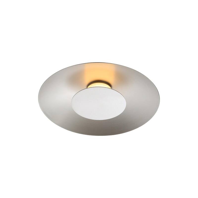 Yep by Golden Lighting Luma Integrated LED Flush Mount in Sand Nickel and Sand Nickel shade - Silver