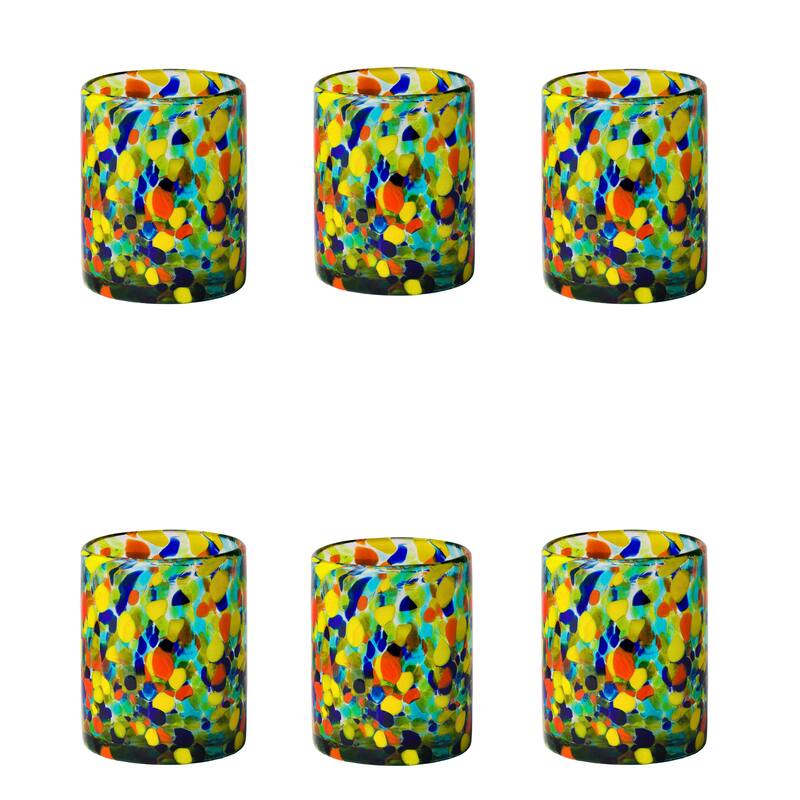 10 Strawberry Street Carnival Handblown Mexican Glass, Sets of 6 - 12 oz. Double Old Fashioned - 6 Piece