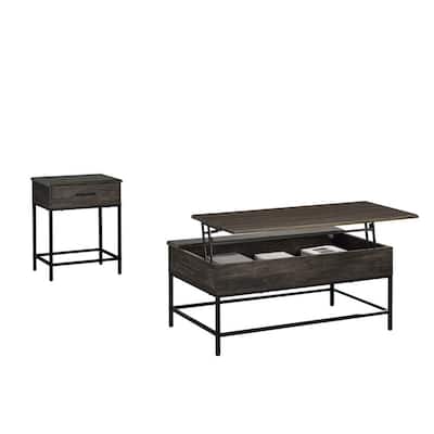 Sean 2 Piece Coffee Table Set, MDF, 1 Drawer, Lift Top Surface, Burnt Brown