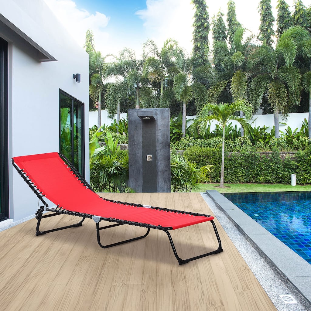 Outdoor Foldable Chaise Lounge Chair Sun Lounger with Adjustable Backrest for Beach Patio Poolside
