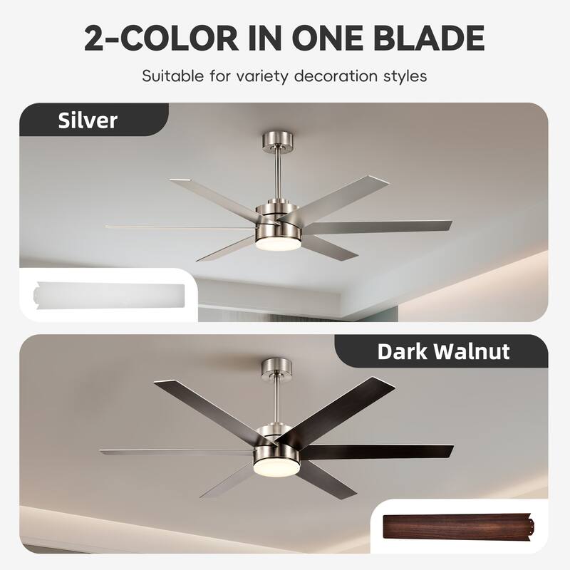 Brushed Nickel 62 in. Integrated LED 6-Speed Color Changing Indoor Ceiling Fan
