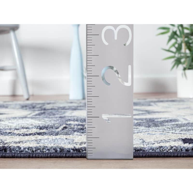 Abani Cruz Geometric Navy Indoor Area Rug