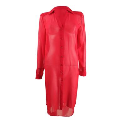 INC International Concepts Women's Sheer Tunic Shirt (XS, Real Red)