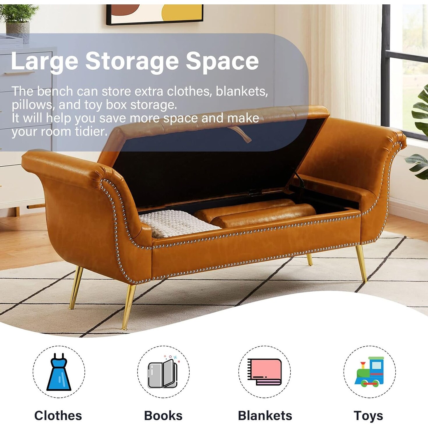 Extra large storage clearance bench for bedroom