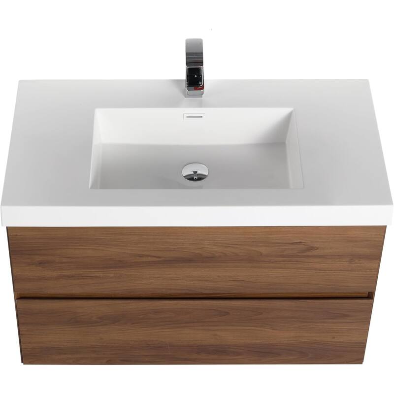 Blossom Assisi Glossy White 36 Inch Wall Mounted Bathroom Vanity with Acrylic Sink