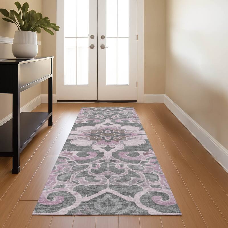 Premium Washable Super Soft Raj Traditional Mayfield Rug - Pink - 2'3" x 7'6"