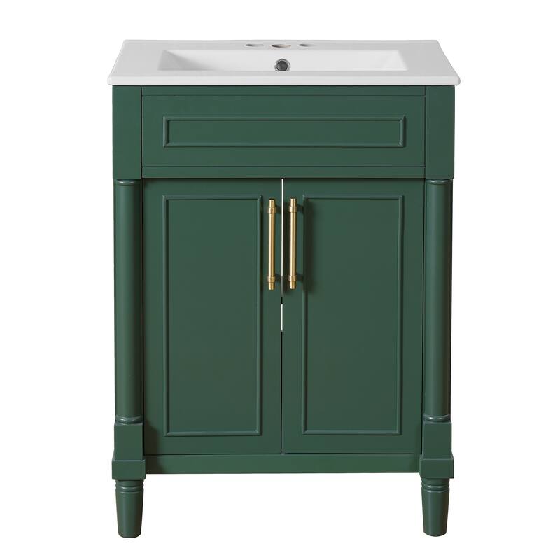 24" Bathroom Vanity with Integrated Ceramic Sink - Green