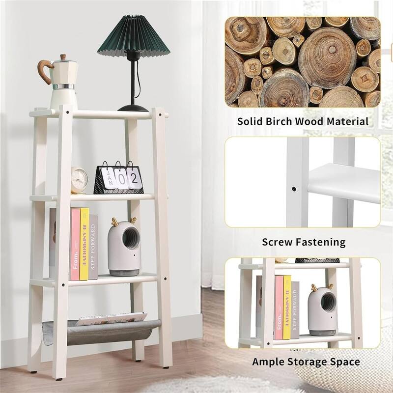 Ladder Shelf 4 Tier Bookshelf - 18.5"D x 7.87"W x 35.43"H