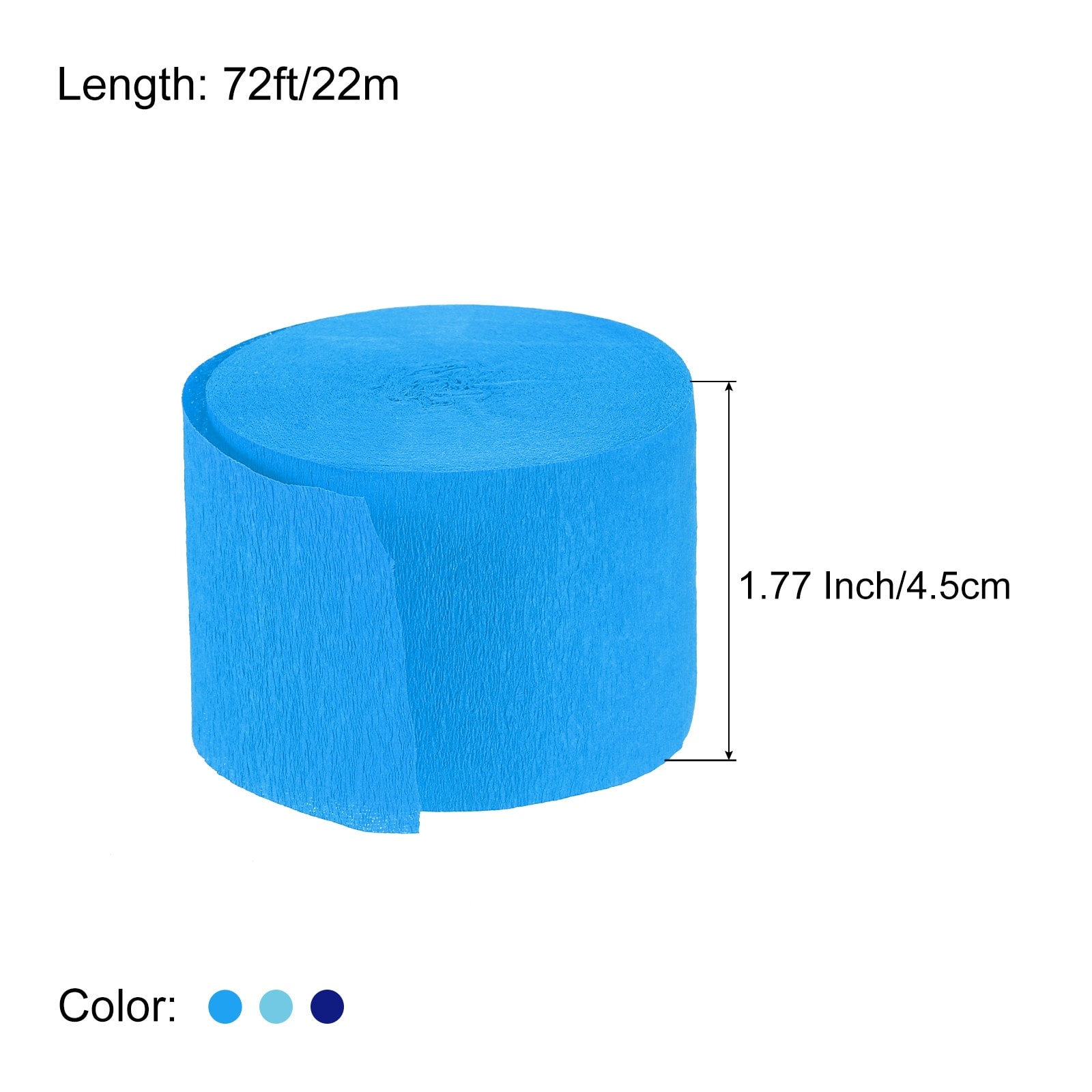 Crepe Paper Streamers 3 Rolls 72ft in 3 Colors (Red, Dark Blue, White)