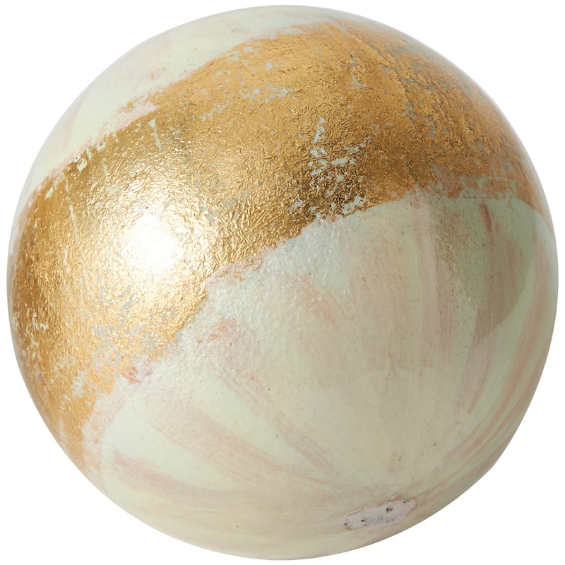 Black, Brown or White Plastic Decorative Ball Orbs & Vase Filler with Gold Stripe or Blue Accents (Set of 3)