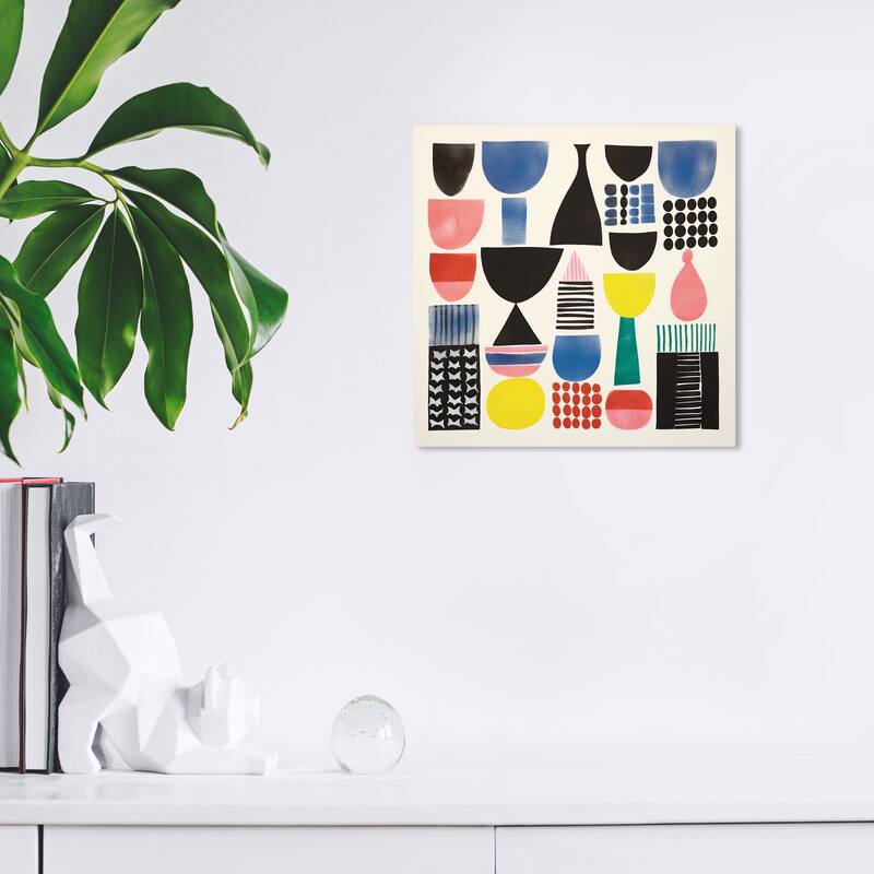 Wynwood Studio Canvas Abstract Drink Cups Abstract Black and Modern & Contemporary Wall Art Canvas Print - 12 x 12