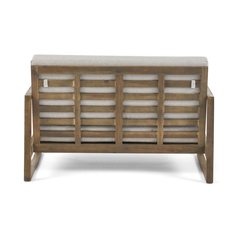 Roomfitters Belgian Outdoor Loveseat and Coffee Table Set, Modern Patio Furniture, Durable Acacia Wood Frame