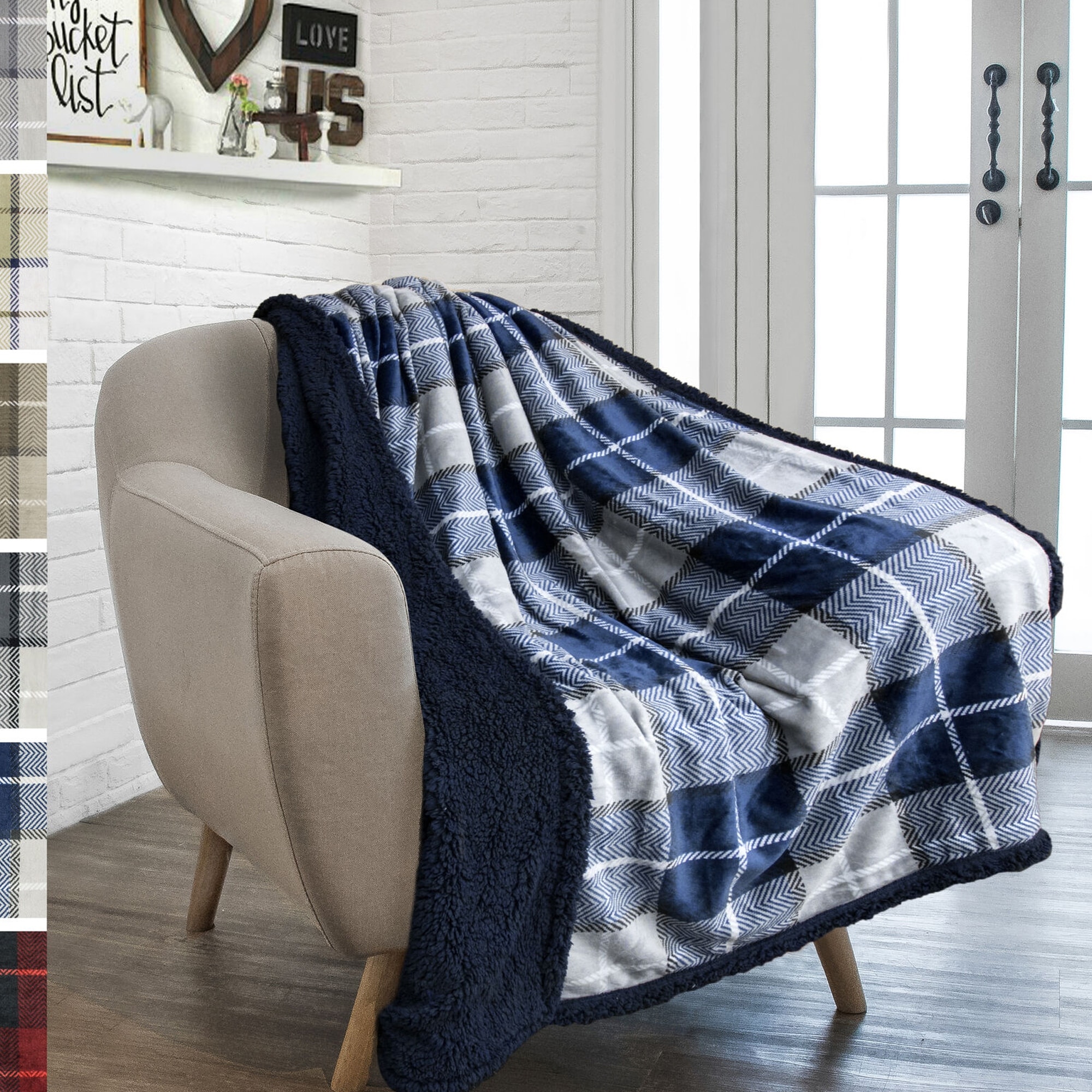 Plaid White And Navy Throw Plaid Navy Blue And White Throw Cotton