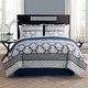 preview thumbnail 1 of 5, VCNY Home Beckham Blue Damask Bed-in-a-Bag Comforter Set