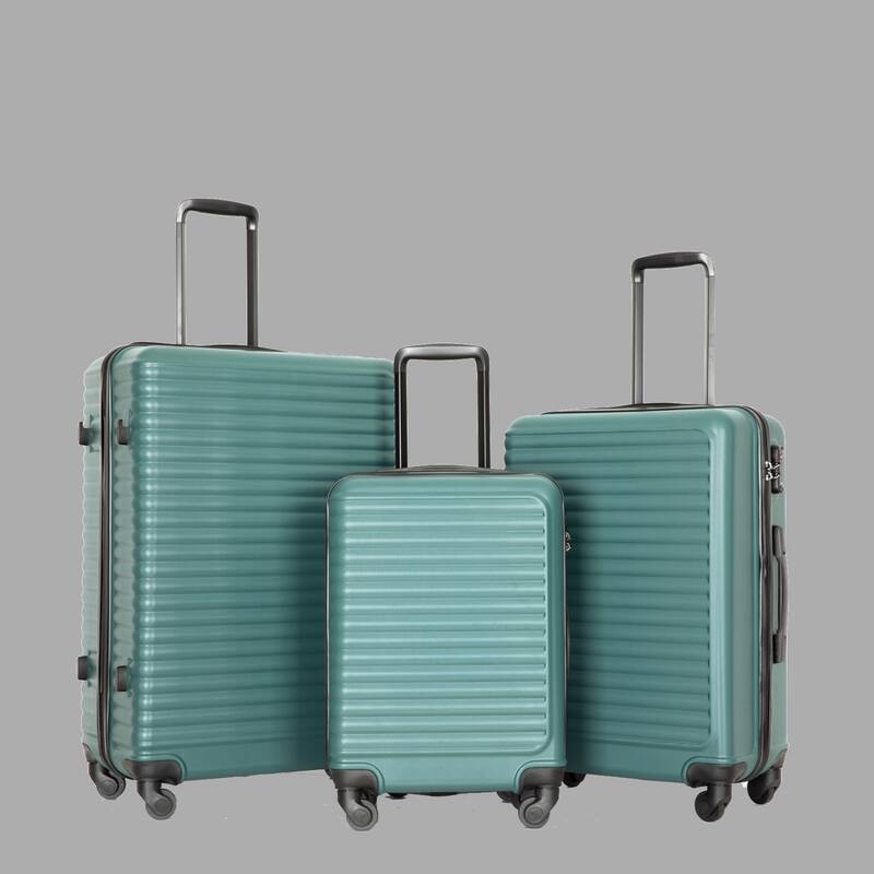 Durable 3-Piece ABS Luggage Set, Carry-On 20", Check-In 24" & 28" with Spinner Wheels