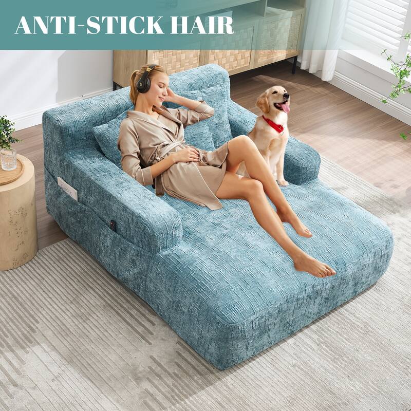 Futon Sofa Bed,3-in-1 Multi-Functional Corduroy Sleeper Couch Pull-Out Bed,Adjustable Backrest and Pillows,Convertible Sofa Bed