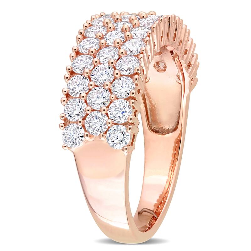 Miadora 1-3/4ct TDW Diamond Triple Row Semi-Eternity Ring in 14k Rose Gold
