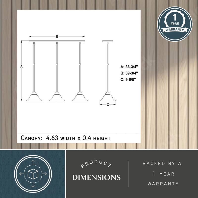 Da Vinci 3L Bronze Linear Chandelier Island Pendant Light Fixture - 39.75-in W x 16.63-in H x 9.75-in D