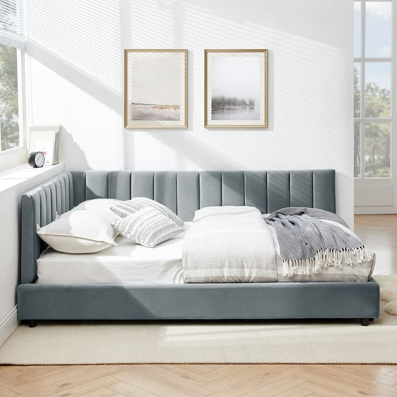 Velvet fabric Full Size Upholstered Tufted DayBed