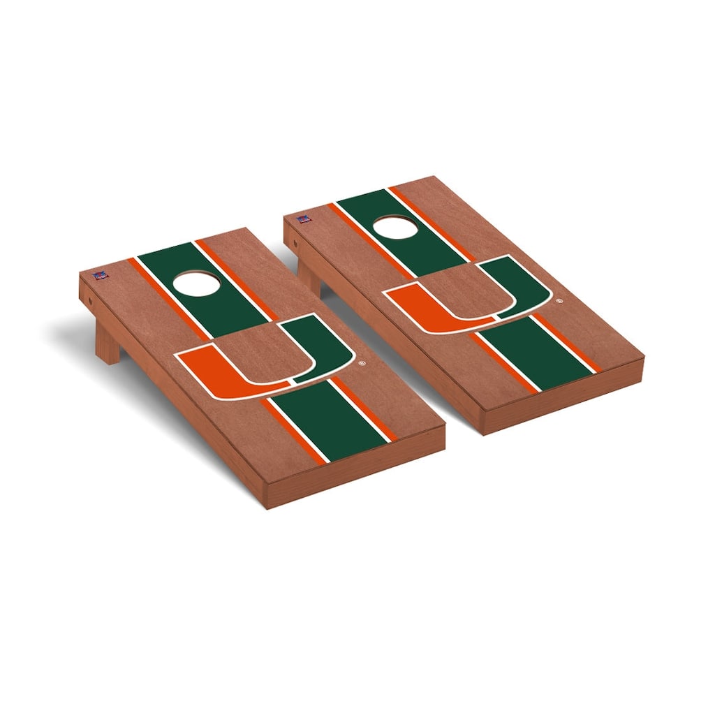 Miami Hurricanes Rosewood Cornhole Board Set