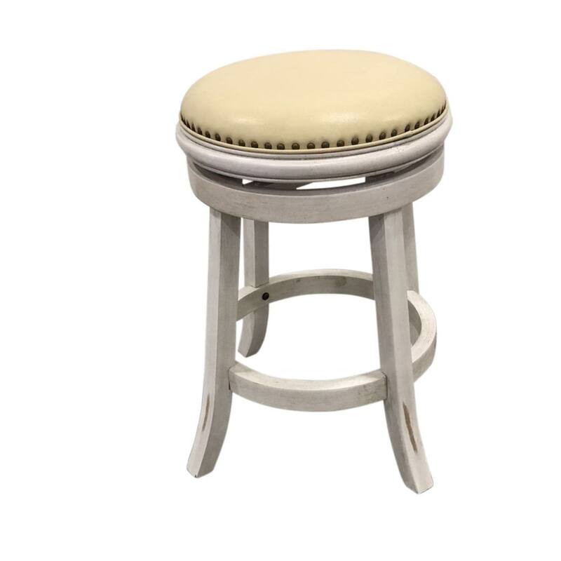 Upholstered Seat Swivel Barstools - 25" - Set of 2 - Cream